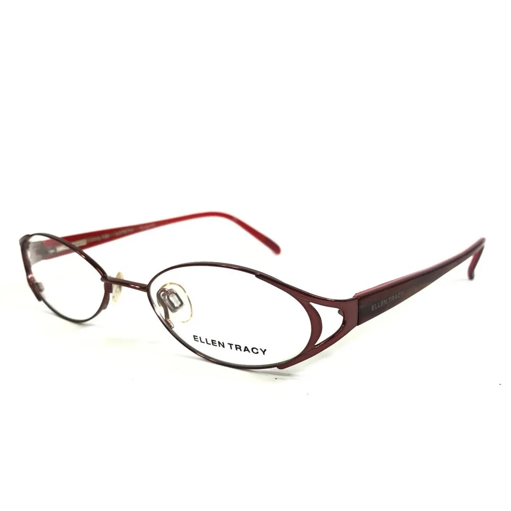 Ellen Tracy Petite Eyeglasses Frames LUTETIA Burgundy Red Oval 50-17-130